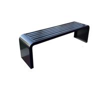Banc d'extérieur en métal avec dos nu pour terrasse, jardin, à lattes - Résistant aux intempéries - Capacité de 400 kg - Pour pelouse, balcon, cour