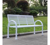 Banc d'extérieur en métal avec dossier et accoudoirs - Résistant aux intempéries - Capacité de 400 kg - Pour véranda, terrasse, cour et pelouse - 150 cm - Blanc