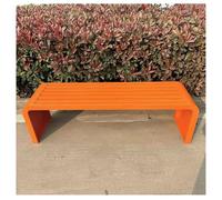 Banc d'extérieur en métal, cadre en acier, banc de pique-nique, style art déco pour terrasse, jardin, cour, 100 cm x 40 cm x 45 cm, parfait pour les parcs et les cours - Couleur orange