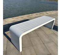 Banc d'extérieur en métal noir pour jardin, parc et porche - Petit siège extérieur durable, design élégant pour patios et cours, meubles résistants aux intempéries (couleur : blanc)
