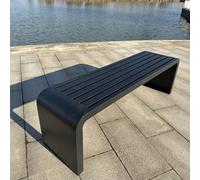 Banc d'extérieur en métal noir - Siège de jardin pour porche, parc et terrasse - Petits bancs élégants pour une utilisation en extérieur - Idéal pour les espaces extérieurs