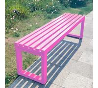 Banc d'extérieur en métal résistant aux intempéries, Meuble de Patio en Fonte sans Dossier pour Jardin, Parc et Porche, 119 cm, Rose - Solution d'assise et élégante