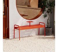 Banc d'extérieur en métal toutes saisons avec plateau central pour jardin | Structure robuste en acier, plateau central, adapté au porche, au parc ou aux petits espaces(Giallo)