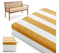 Banc d'extérieur imperméable ion 106,7 x 45,7 cm, housse antidérapante et amovible, double passepoil, rayures jaunes pour meubles pour balancelle de porche et de jardin