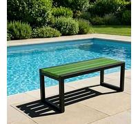Banc d'extérieur Moderne sans Dossier avec Fixation Antivol - Banc de Jardin Solide en Métal et WPC Anti-Corrosion - Banquette Idéale pour Patio, Piscine et Espace Public