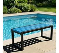Banc d'extérieur Moderne sans Dossier avec Fixation Antivol - Banc de Jardin Solide en Métal et WPC Anti-Corrosion - Banquette Idéale pour Patio, Piscine et Espace Public