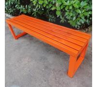 Banc d'extérieur robuste en métal sans dossier avec assise à lattes - Idéal pour le jardin, la terrasse, le porche, la cour et la pelouse - Assise élégante et confortable pour les espaces ex