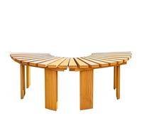 Banc d'extérieur semi-circulaire en bois - Chaise de jardin à lattes avec dossier nu et résistant aux intempéries pour parc, porche, jardin - Banc d'arbre semi-rond