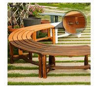 Banc d'extérieur Semi-Circulaire en Bois résistant aux intempéries, Contour d'arbre Marron, Extensible à l'infini, idéal pour créer Une Ambiance Romantique dans Votre Jardin. (Marron 85 x 40