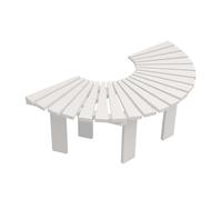 Banc d'extérieur semi-circulaire en bois, siège confortable dos nu pour jardin, cour et porche