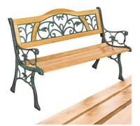 Banc d'extérieur - TECTAKE - Banc de jardin KATHI 2 places en bois naturel laqué et fonte 124 x 60 x 83 cm - Marron
