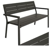 Banc d'extérieur - TECTAKE - Banc de jardin LINE 2 places en aluminium à l'aspect bois 128 x 59 x 88 cm - Gris foncé