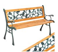 Banc d'extérieur - TECTAKE - Banc de jardin MARINA 2 places en bois naturel laqué et fonte 124 x 52 x 74 cm - Marron