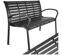 Banc d'extérieur - TECTAKE - Banc de jardin PINO 3 places au design bois et cadre en métal 126 x 62 x 81,5 cm - Noir