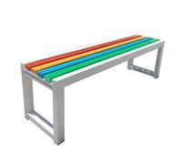 Banc d'extérieur toutes saisons, cadre en acier avec tapis antidérapant, base fixe, design résistant aux intempéries pour parcs et s (blanc, 150 x 45 x 40 cm)