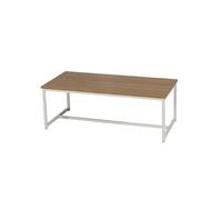 Toilinux - Banc d'intérieur Casa Blanca en Panneaux de particules et Métal - H.46cm x L.120 cm - Beige et Blanc - Casa Blanca Beige