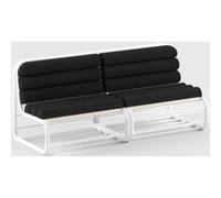 Banc d'intérieur Haven L.170 cm - Assise bois avec coussin noir et structure blanche