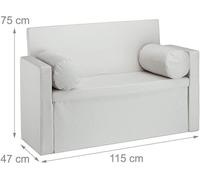 Banc dossier 2 places banquette coffre de rangement pliable assise pratique pliant 115 cm crème 13_0000374_2