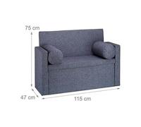Banc dossier 2 places banquette coffre de rangement pliable assise pratique pliant 115 cm gris 13_0000374