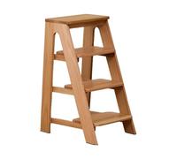 Banc échelle à 2/3/4 niveaux, échelle de bibliothèque en bois, tabouret escabeau, chaise la bibliothèque, la cuisine, tabouret de porte, repose-pieds, petite table jeu(Natural wood 4-TIERED)