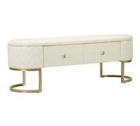 Banc Avec 2 Tiroirs "Sharon" 120cm Blanc & Or