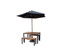 Bolero Banc en acier et acacia en acier et bois d'acacia 1000 mm (lot de 2), cadre en acier noir et plateau en bois, taille : 450(H)x1000(L)x350(P)mm, DS154
