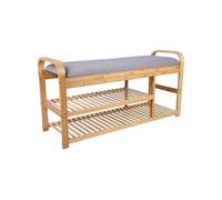 Leitmotiv - Banc en bambou avec étagères Arch Bois clair
