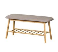 Banc en bambou Montana, Gris, 90 x 34 x 45 cm