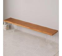 Banc en bois avec pieds en acrylique - Banc d'entrée et de salle à manger multifonctionnel, facile à assembler, siège en bois massif pour une utilisation en intérieur