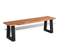 Banc en bois d'acacia - vidaXL - 160x40x45 cm - Brun - Style industriel - Pieds métalliques en U - Facile à assembler