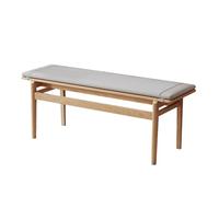 Banc en bois du milieu du siècle, banc de table de salle à manger rembourré en lin, style vintage pour ferme, restaurant et entrée