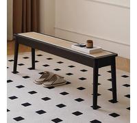 Banc en Bois élégant avec Assise en rotin - Table à Manger 2 Places pour Salon, Cuisine, Couloir et Chambre - Meuble d'entrée Noir Moderne (160 x 30 x 45 cm)