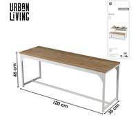 Banc en bois et métal ""La Casa Blanca"" - Blanc/Marron - L 120 x H 46 x P 35 cm