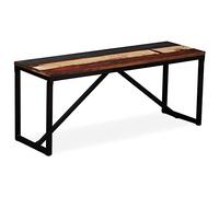 Banc en bois massif 110 x 35 x 45 cm, bois recyclé recyclé, cadre en acier robuste, prêt à l'emploi, pour couloir, entrée, chambre ou salle à manger, meuble durable