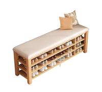 Banc en Bois Massif avec Rangement pour Chaussures, étagère à Chaussures d'entrée, siège rembourré, Petit Banc d'entrée, vestiaire, Armoire de Couloir, Organisateur Blanc 100cm
