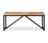 Banc en bois massif de manguier 110 x 35 x 45 cm avec pieds en acier | Style industriel, grain unique, surface lisse, montage facile, utilisation polyvalente