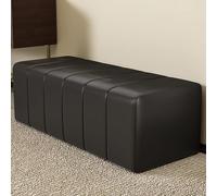 Banc en bois noir durable de 110 cm avec coussins - Assise élégante pour salon, bureau et salon - Design confortable en bois massif pour plus de confort et d'élégance