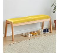 Banc en bois rembourré pour une utilisation en intérieur - Élégant siège d'entrée et de salle à manger 112 x 39 x 43 cm - Jaune - Parfait pour chambre à coucher, salon, couloir et foyer.