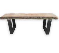 Banc en chêne naturel sur pieds en U en acier 8x4cm profilé en acier de couleur noire