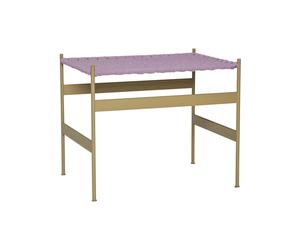 Banc en coton rose, 1 place, structure en métal brun thermolaqué, uni - Hübsch, Peri - 56x42x47 cm
