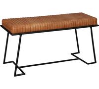 Banc en cuir Adeva 100 cm - Banc en cuir véritable avec structure métallique
