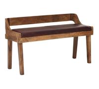 Banc en cuir véritable FineBuy - 108 cm - Bois massif - Marron