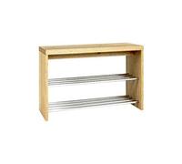 Banc en MDF coloris chene-chrome - Dim : L81 x P30 x H55 cm - -