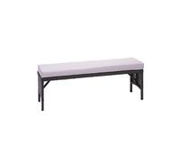 Banc En Polyrotin Hwc-G16, Banquette De Jardin, Gastronomie, 112cm Noir, Coussin Gris Clair Noir