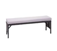 Banc En Polyrotin Hwc-G16, Banquette De Jardin, Gastronomie, 112cm Noir, Coussin Gris Clair Noir