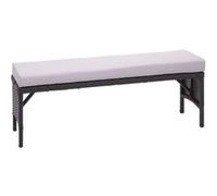 Banc En Polyrotin Hwc-G16, Banquette De Jardin, Gastronomie, 112cm Noir, Coussin Gris Clair Noir