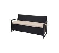 Poly-Rattan Banc 3 Places Hwc-F39, Banc De Jardin Coffre, Rangement Coussin D'assise Anthracite, Coussin Beige Gris