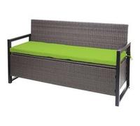 Banc en rotin MENDLER HWC-F39 gris chiné coussins verts Gris G