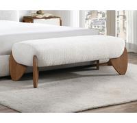 Banc en tissu bouclette - Blanc et naturel - GAMURA