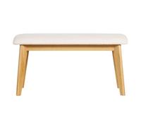 Banc scandinave en tissu effet laine bou blanc et bois clair L92 cm ELION